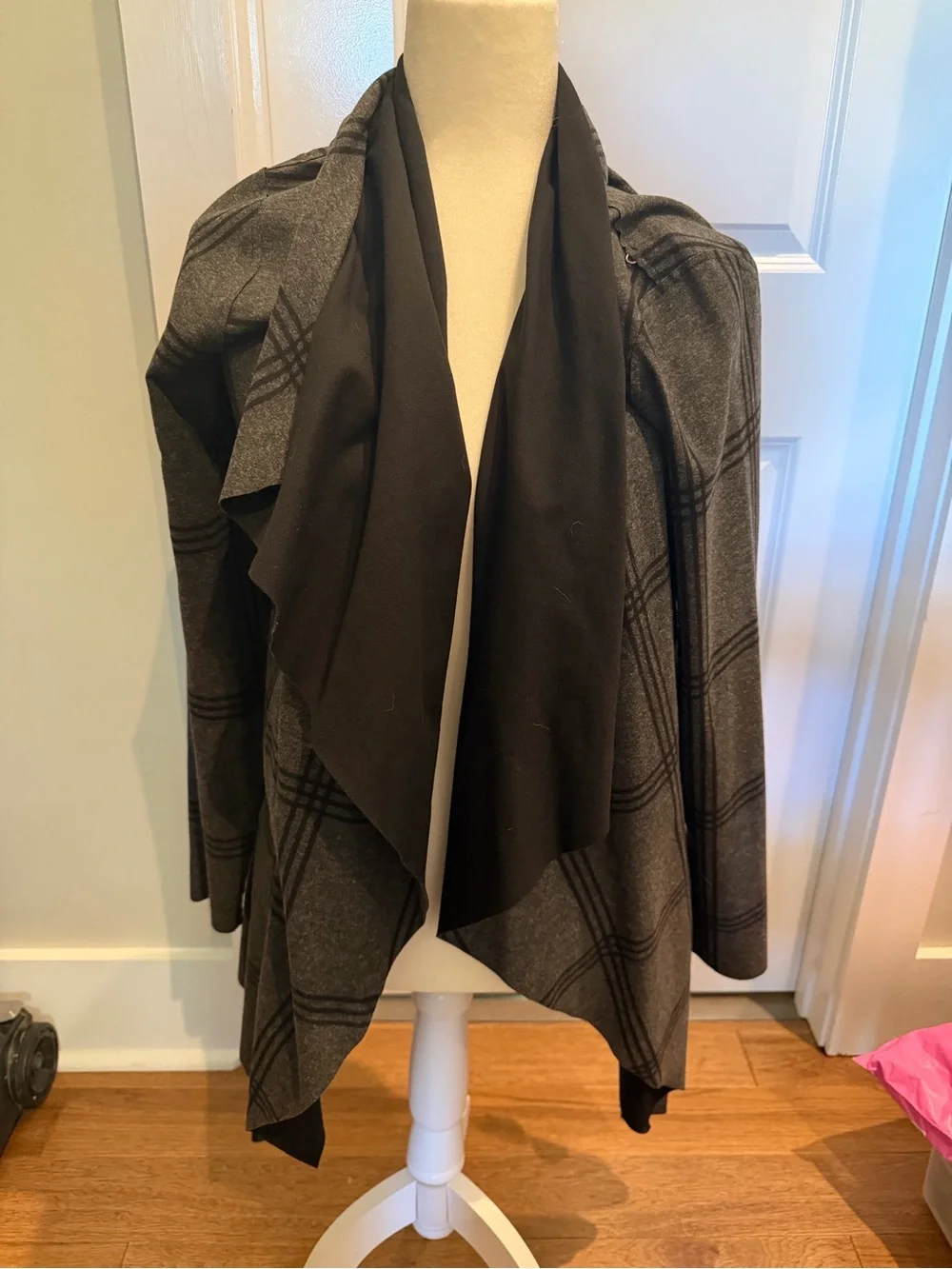 Ruti Black and Gray Open-Front multi-wear Draped Cardigan